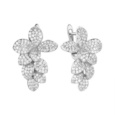 Серьги из серебра с фианитом (Арт.cz-e03219-x-w-x-x-w)