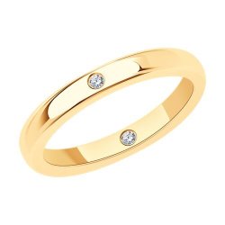 Кольцо из золочёного серебра с фианитами (Арт.93-110-02028-2)