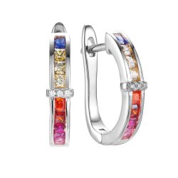 Серьги из серебра с корундом и фианитом (Арт.sl-e01478-x-w-w-x-m3)