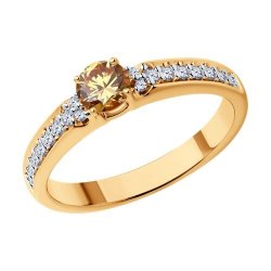 Кольцо из золочёного серебра с фианитами (Арт.93-110-01604-2)