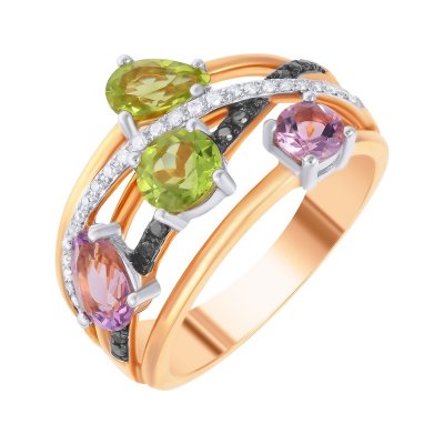 Кольцо из золота с аметистом и бриллиантом (Арт.s827mca4rx_ko_db_am_pd_pink)