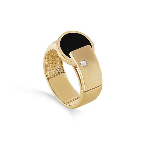 Кольцо золото с агатом и бриллиантом «Нуарный акцент» Kabarovsky (арт.11-21818-1800)