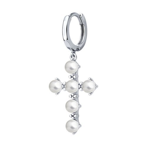 Серьга из серебра с синтетическим жемчугом (Арт.94170374)