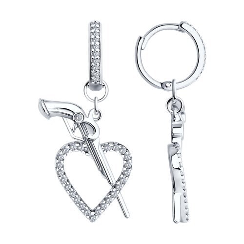 Серьги из серебра с фианитами (Арт.94026451)