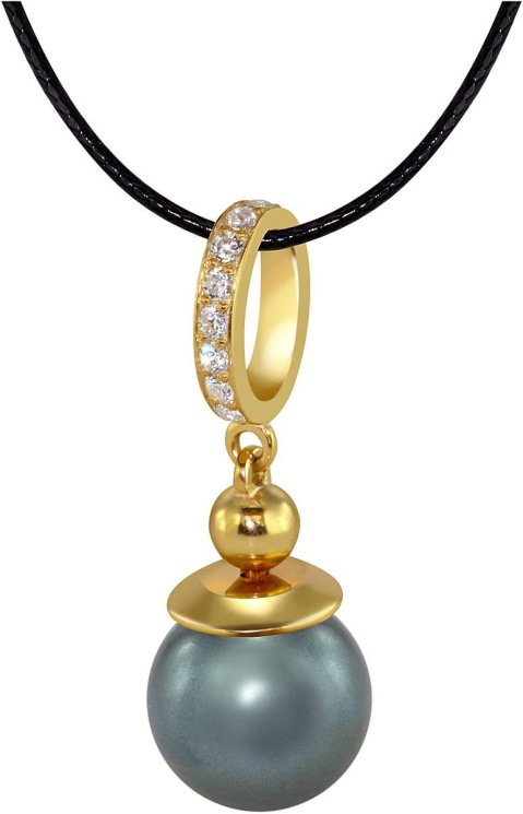 Кулон из серебра с жемчугом и кристаллом swarovski (Арт.aap-1-b-10-24-g)
