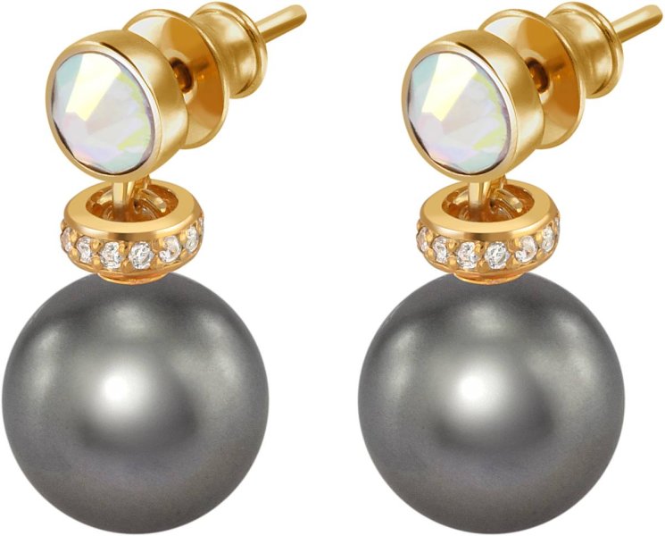 Серьги из серебра с жемчугом и кристаллом swarovski (Арт.abs-3-10-31-g)