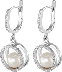 Серьги из серебра с жемчугом и кристаллом swarovski (Арт.ahs-2-8-1-s)