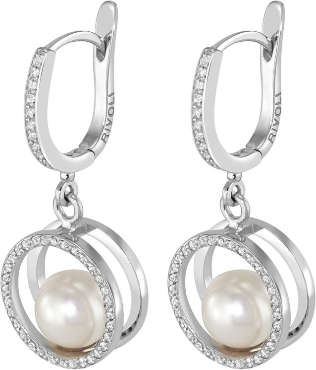 Серьги из серебра с жемчугом и кристаллом swarovski (Арт.ahs-2-8-1-s)