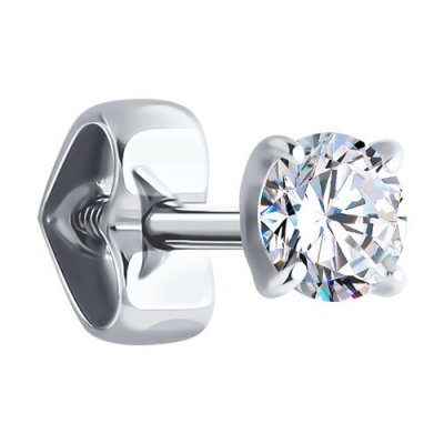 Серьга из белого золота с фианитом «Северное Сияние» Соколов (арт.52-127-02025-1)