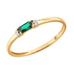 Кольцо золотое пробы 585 с изумрудом гидротермальным (Арт.71-00407)