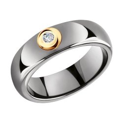 Кольцо из золота с бриллиантом и керамической вставкой (Арт.6015077)