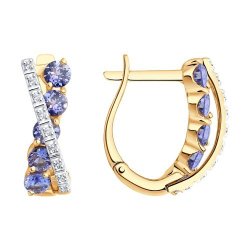 Серьги из золота с бриллиантами и танзанитами (Арт.6024218)