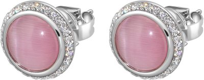 Серьги из серебра с кошачим глазом и куб. цирконием (Арт.fgs-1-8-h-13-s)