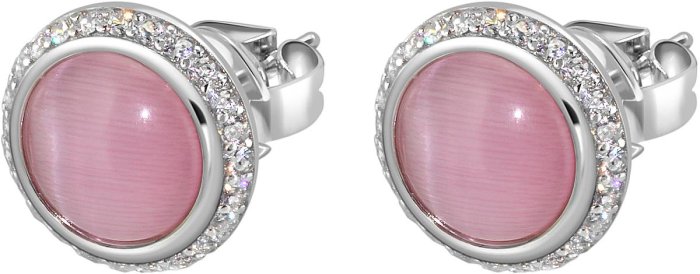 Серьги из серебра с кошачим глазом и куб. цирконием (Арт.fgs-1-8-h-13-s)