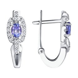 Серьги из белого золота с бриллиантами и танзанитами (Арт.6024400-3)