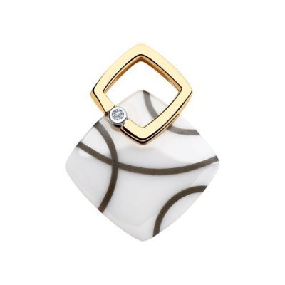 Подвеска из золота с бриллиантом и керамической вставкой (Арт.6035058)