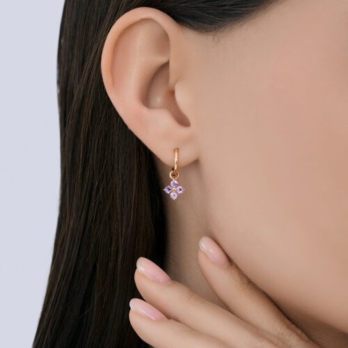 Серьги золотые пробы 585 с аметистом (Арт.729212)