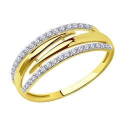 Кольцо из желтого золота с фианитами (Арт.019042-2)