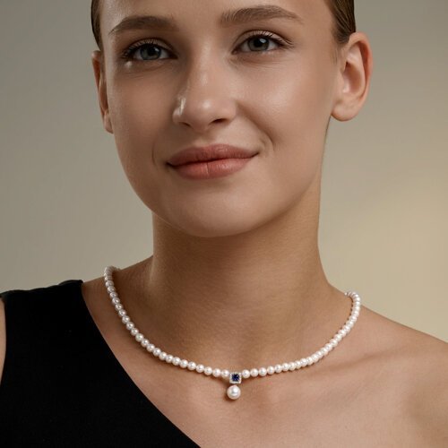 Колье золотое пробы 585 с миксом камней (Арт.797114)