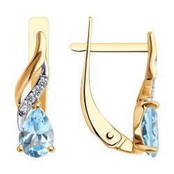 Серьги золотые пробы 585 с топазом (Арт.72-00098)