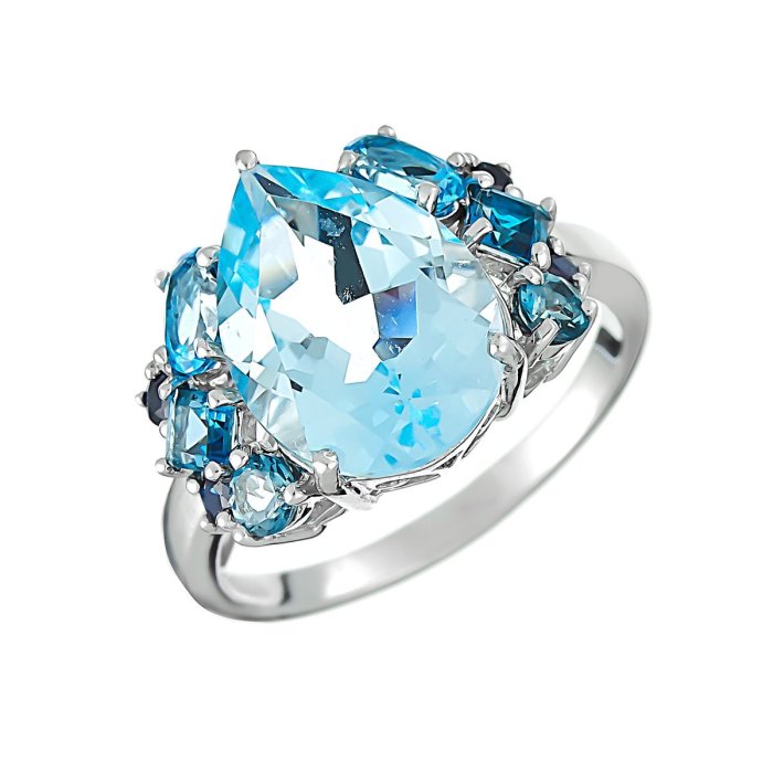 Кольцо из серебра с куб. цирконием и ситаллом (Арт.as-r11028-x-w-bu-x-w)