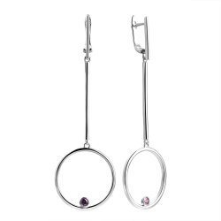 Серьги из серебра с ситаллом (Арт.cz-e01145-x-w-da-x-x)