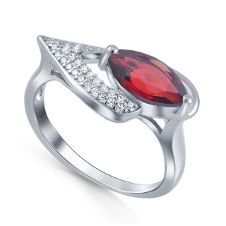 Кольцо серебряное с гранатом и куб. цирконием «Крылья Sunrise» Myjewels (арт.21knys1543-155)