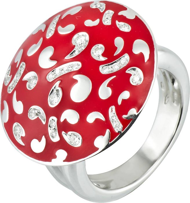 Кольцо из белого золота с бриллиантом и эмалью (Арт.kta8lr)