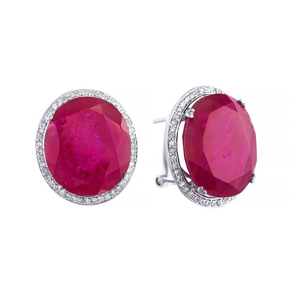 Серьги из белого золота с бриллиантом и рубином (Арт.e01597ar4ws_sr_rv_wg)