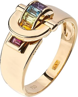 Кольцо из золота с аметистом и иолитом (Арт.tg040jv)