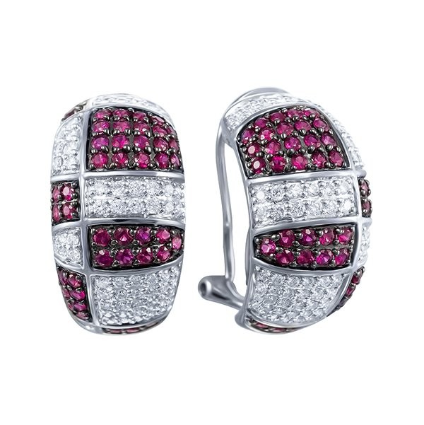 Серьги с бриллиантами и рубинами «Граффити света» из белого золота MyJewels (арт.E38329A0F14WB001)