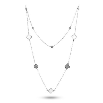 Ожерелье из серебра с керамикой и фианитом (Арт.tc-n01406-w-w-x-x-w)