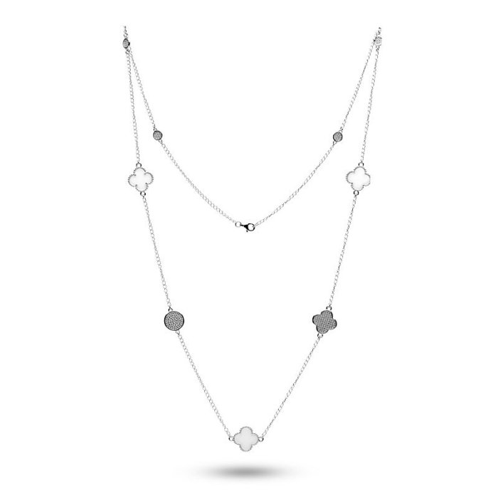 Ожерелье из серебра с керамикой и фианитом (Арт.tc-n01406-w-w-x-x-w)