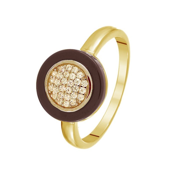 Кольцо из серебра с керамикой и фианитом (Арт.tc-r00034-br-l-x-x-w)