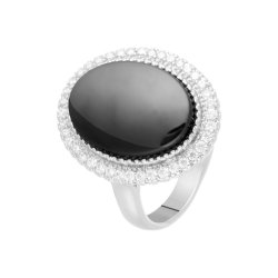 Кольцо из серебра с керамикой и куб. цирконием (Арт.tc-r00746-b-w-x-x-w)