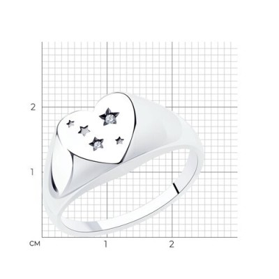 Кольцо из серебра с фианитами «Звёздное Сердце» Соколов (арт.9501)
