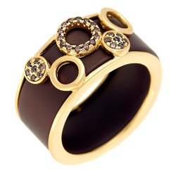 Кольцо из серебра с керамикой и куб. цирконием (Арт.tm-r00860-br-l-x-x-db)