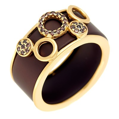 Кольцо с керамикой и кубическим цирконием «Ceramic Fresh» Fresh Jewelry (арт.TM-R00860-BR-L-X-X-DB)