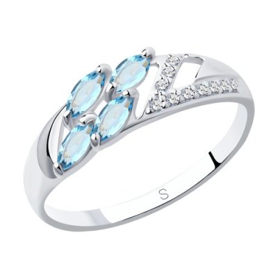 Кольцо из серебра с топазами и фианитами (Арт.92011641)