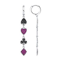 Серьги из серебра с корундами и фианитами (Арт.94026470)