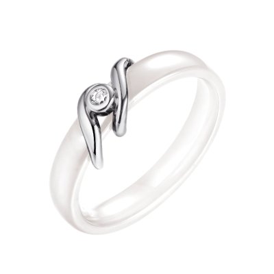 Кольцо из серебра с керамикой и фианитом (Арт.tc-r01632-w-w-w-x-x)