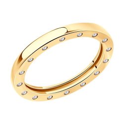 Кольцо из золочёного серебра с фианитами (Арт.93-110-02029-2)