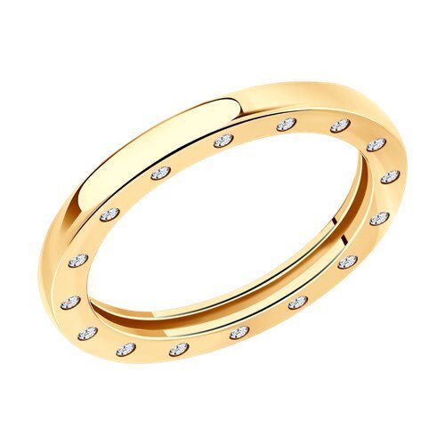 Кольцо из золочёного серебра с фианитами (Арт.93-110-02029-2)
