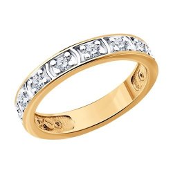 Кольцо из золочёного серебра с фианитами (Арт.93-110-01605-1)