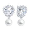 Серьги из серебра с синтетическим жемчугом и фианитами (Арт.94027299)