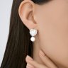Серьги из серебра с синтетическим жемчугом и фианитами (Арт.94027299)