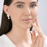 Серьги из серебра с синтетическим жемчугом и фианитами (Арт.94027299)