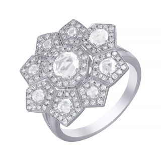 Кольцо с бриллиантами и топазом «Снежный Цветок» Myjewels (арт.R8750)