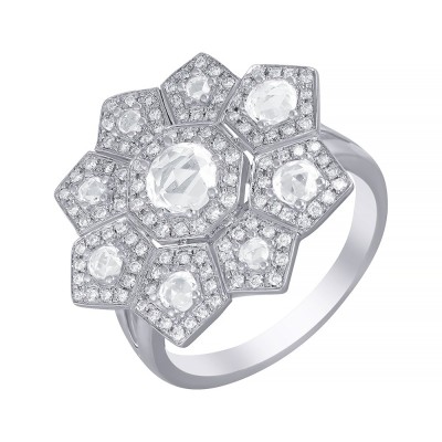 Кольцо с бриллиантами и топазом «Снежный Цветок» Myjewels (арт.R8750)