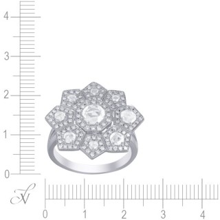 Кольцо с бриллиантами и топазом «Снежный Цветок» Myjewels (арт.R8750)
